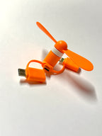 Mini-Handy-Ventilator Orange – USB-C, Micro-USB & Lightning – ursprüngliche Produktaufnahme