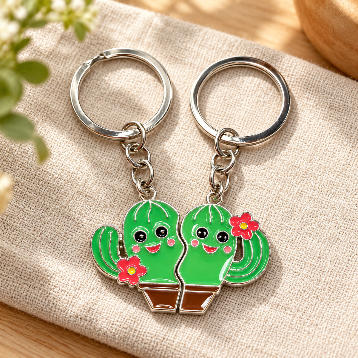 Cactus Friends – Schlüsselanhänger im 2er-Set – Ansicht im Alltag