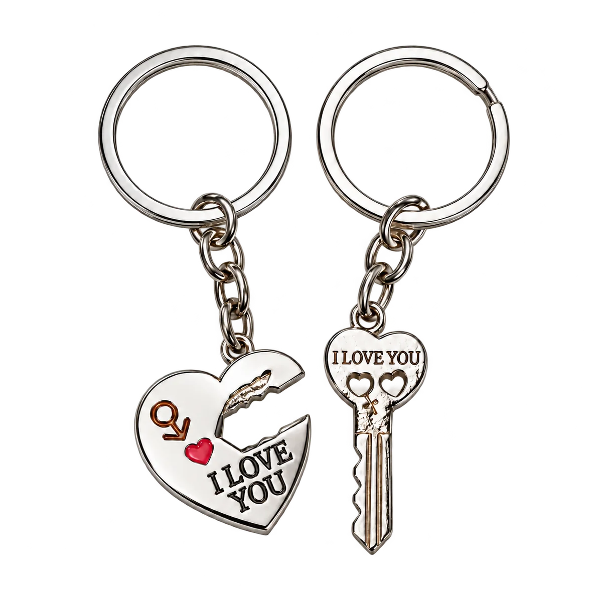 Herz- und Schlüsselanhänger mit I-Love-You-Schriftzug