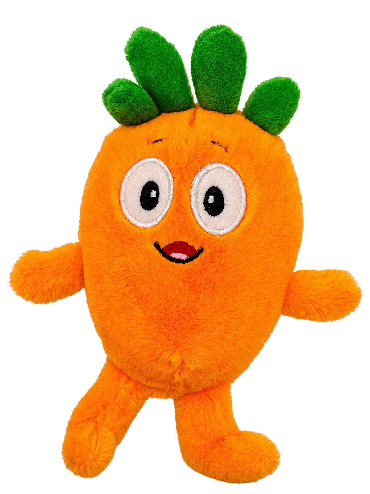 Oranges Karotten-Plüschtier mit grünen Blättern