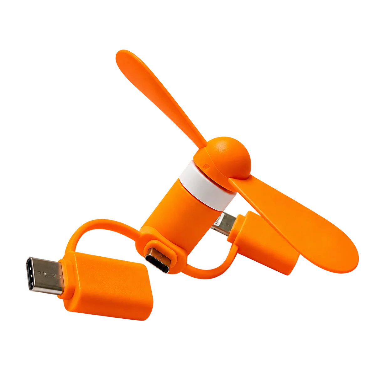 Oranger Mini-Handy-Ventilator mit Anschlussadapter